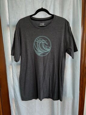 Quiksilver Charcoal Tee with Aqua Wave Graphic
